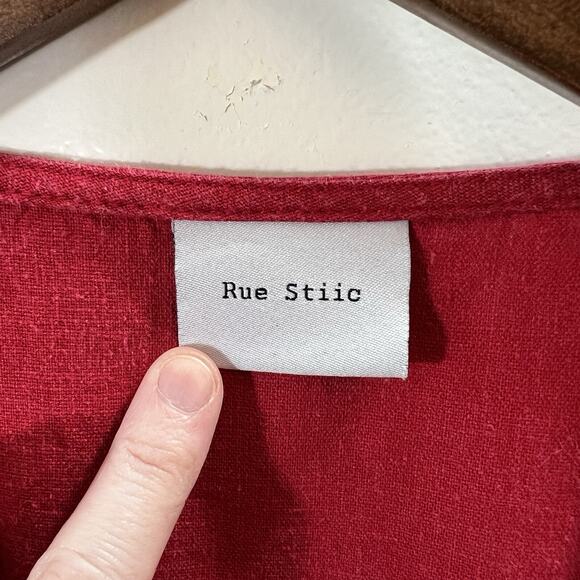 Rue Stiic Anthropologie Womens Linen Jumpsuit Size M Red Cropped Coastal Minimal - Picture 4 of 9